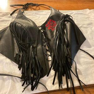 Wilson Leather Halter fringy vest XL.